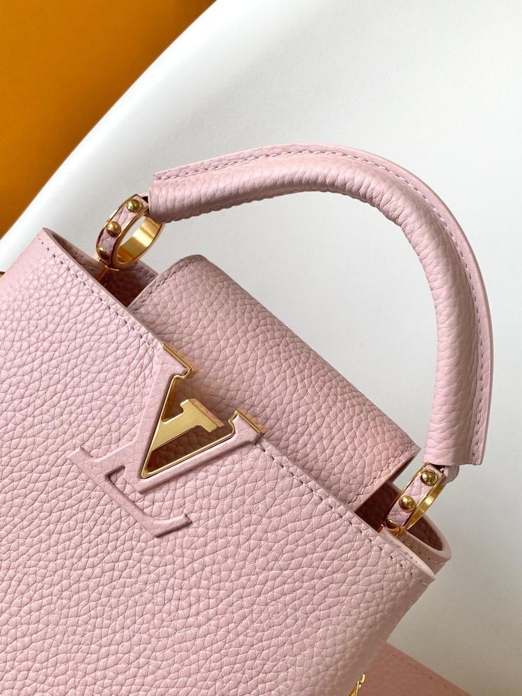 Leather Top Handle Bag Pink
