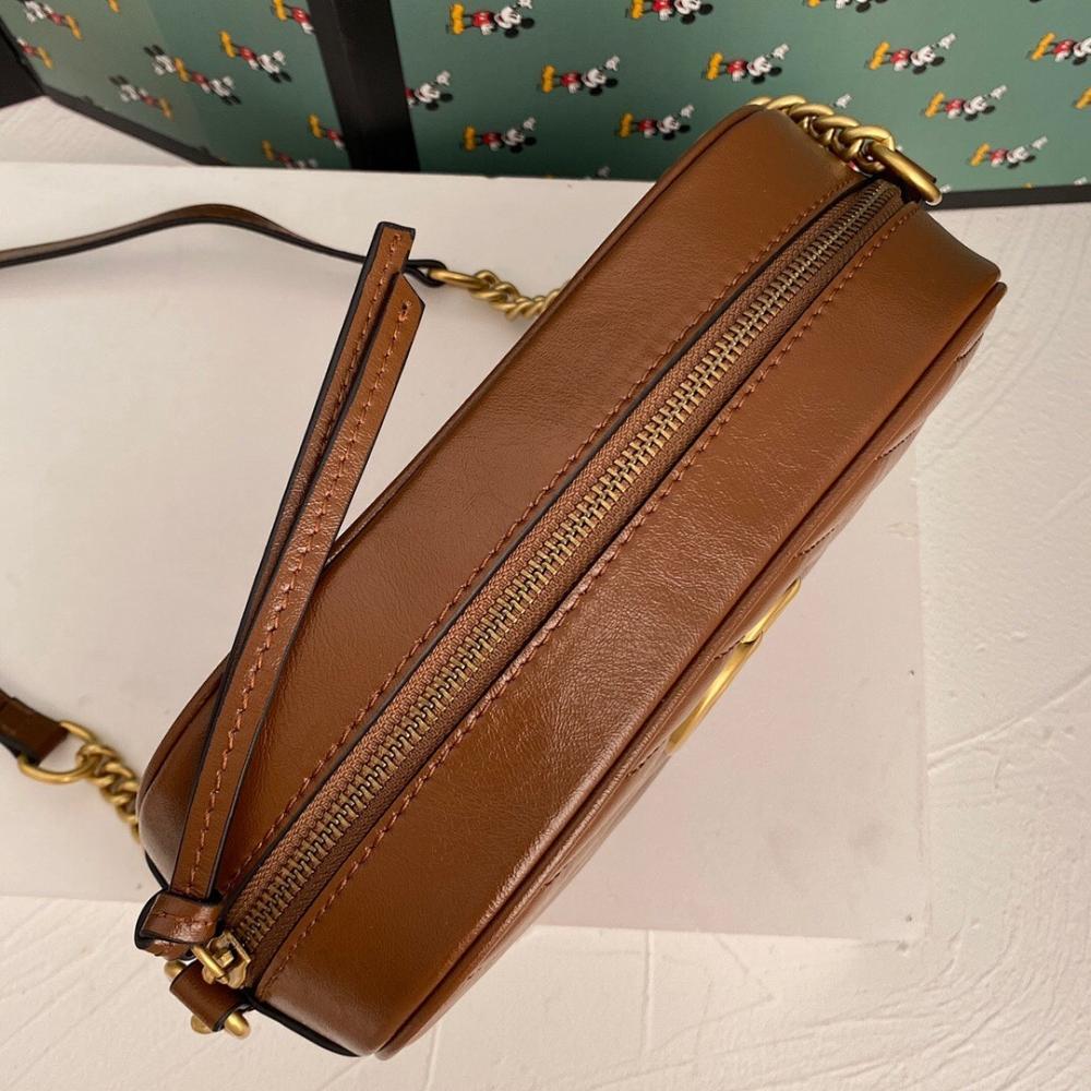 Alma Brown Quilted Leather Top Handle Bag 24x13x7cm