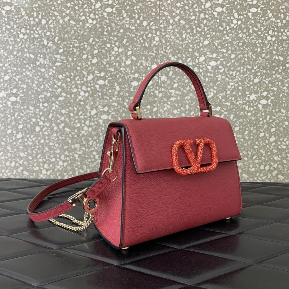 Crystal-Embellished Calfskin Shoulder Bag Style 263728392