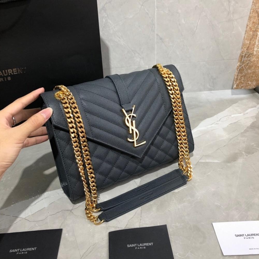 Classic Black Embroidered Leather Shoulder Bag