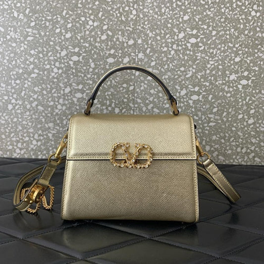 Crystal-Embellished Calfskin Shoulder Bag Style 831210784