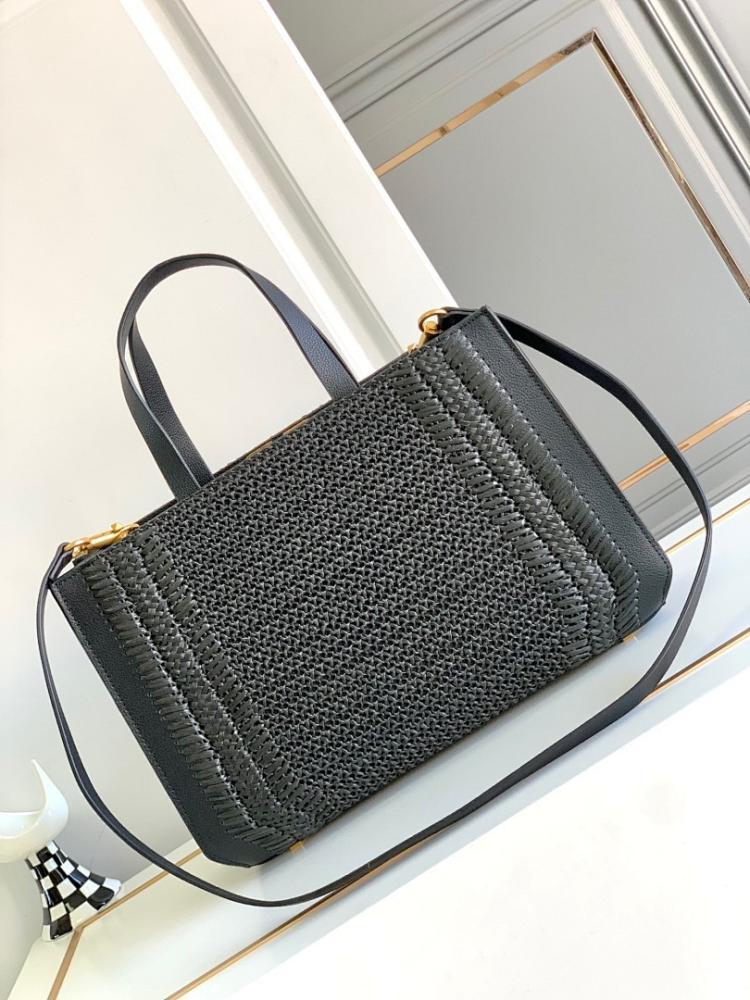 Elegant Brown Woven Raffia Top Handle Bag