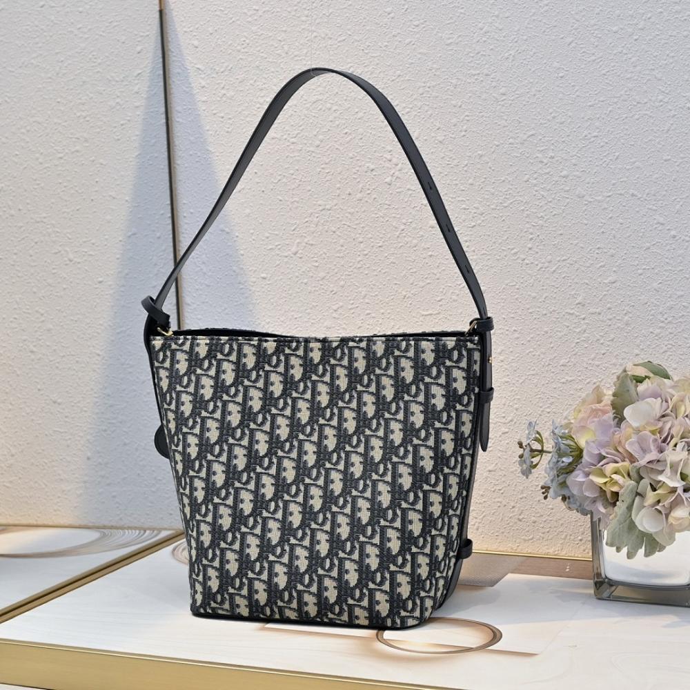 Modern Blue Printed Calfskin Bucket Bag