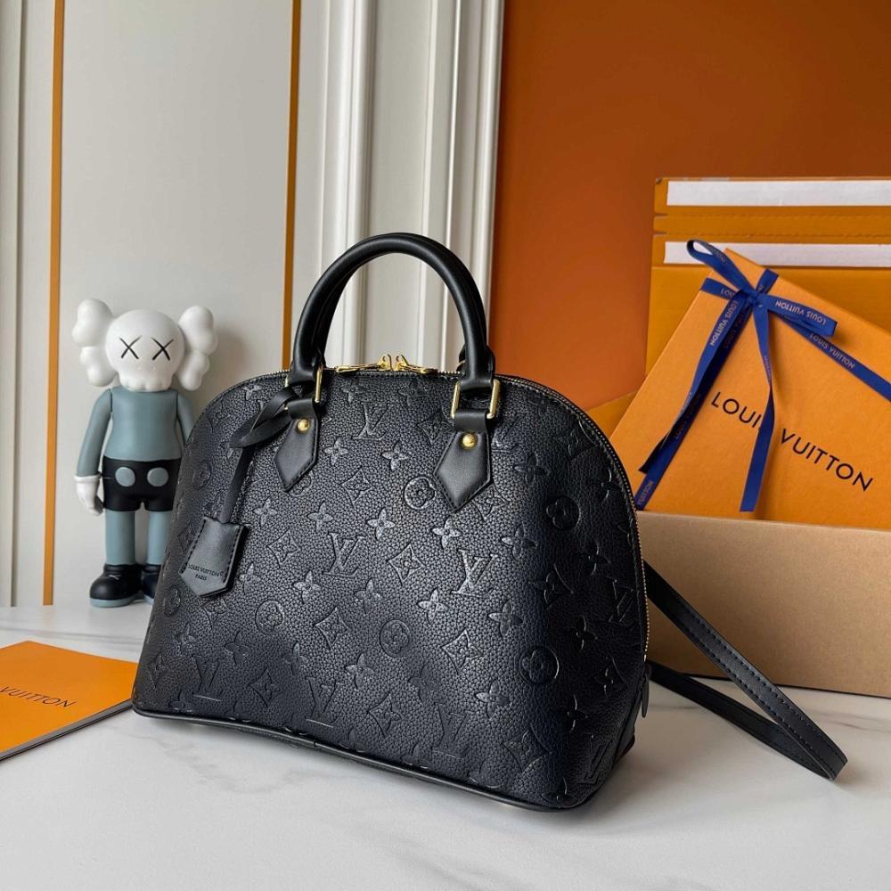 Alma Gold Monogram Leather Bucket Bag 30.5x21x14.5cm