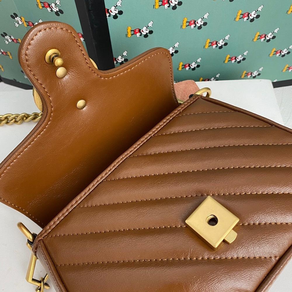 Alma Brown Quilted Leather Top Handle Bag 21x15.5x8cm