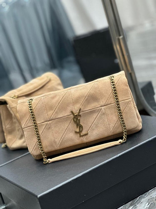 Stylish Gold Leather Shoulder Bag 25x15x7.5cm