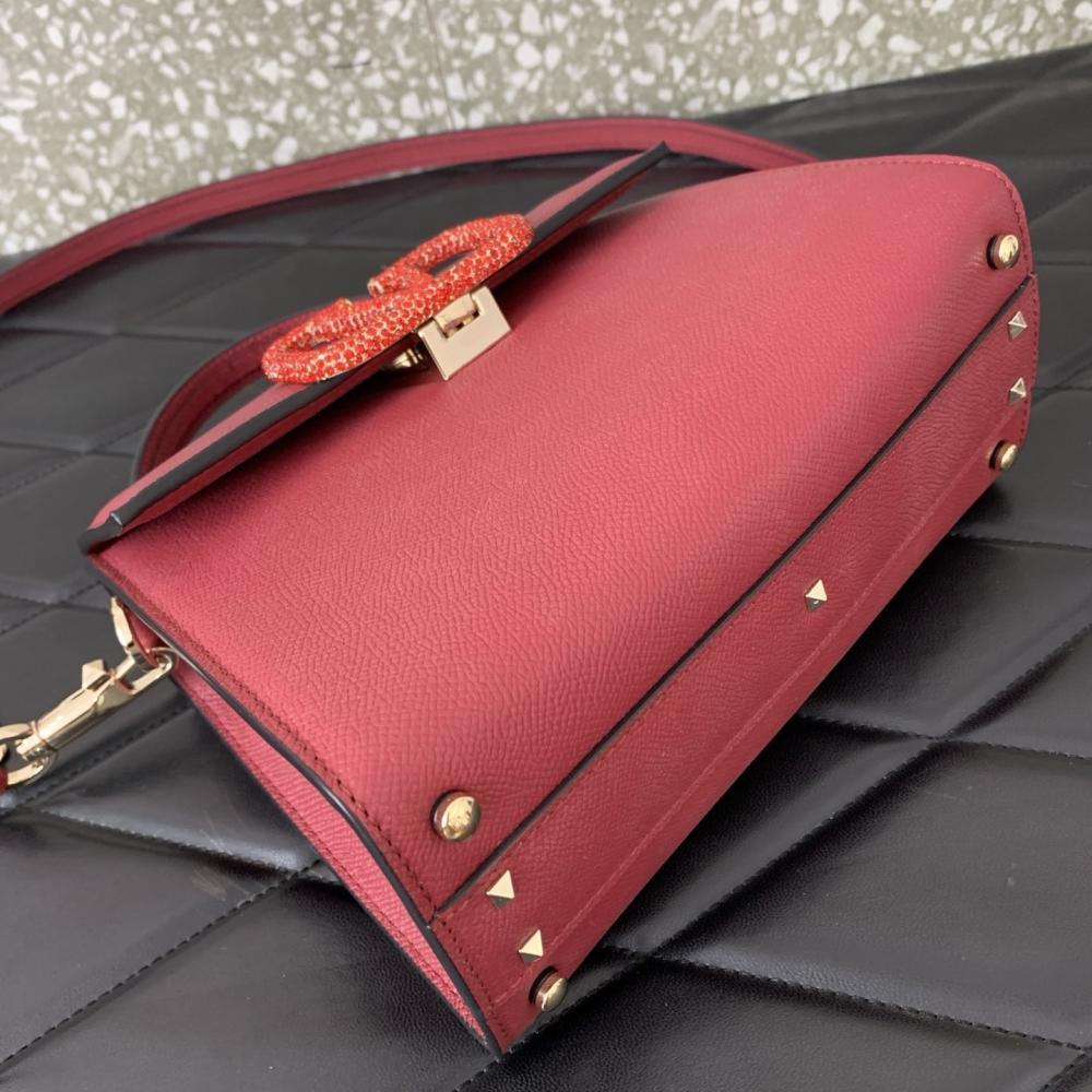 Crystal-Embellished Calfskin Shoulder Bag Style 263728392