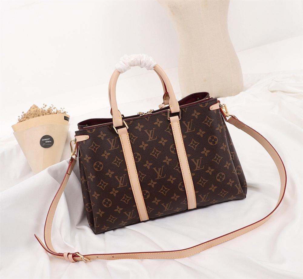 Luxury Premium Monogram Leather Shoulder Bag 36x21x13cm