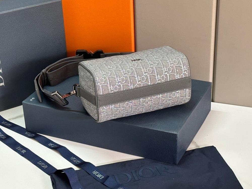 Luxury Grey Printed Calfskin Shoulder Bag