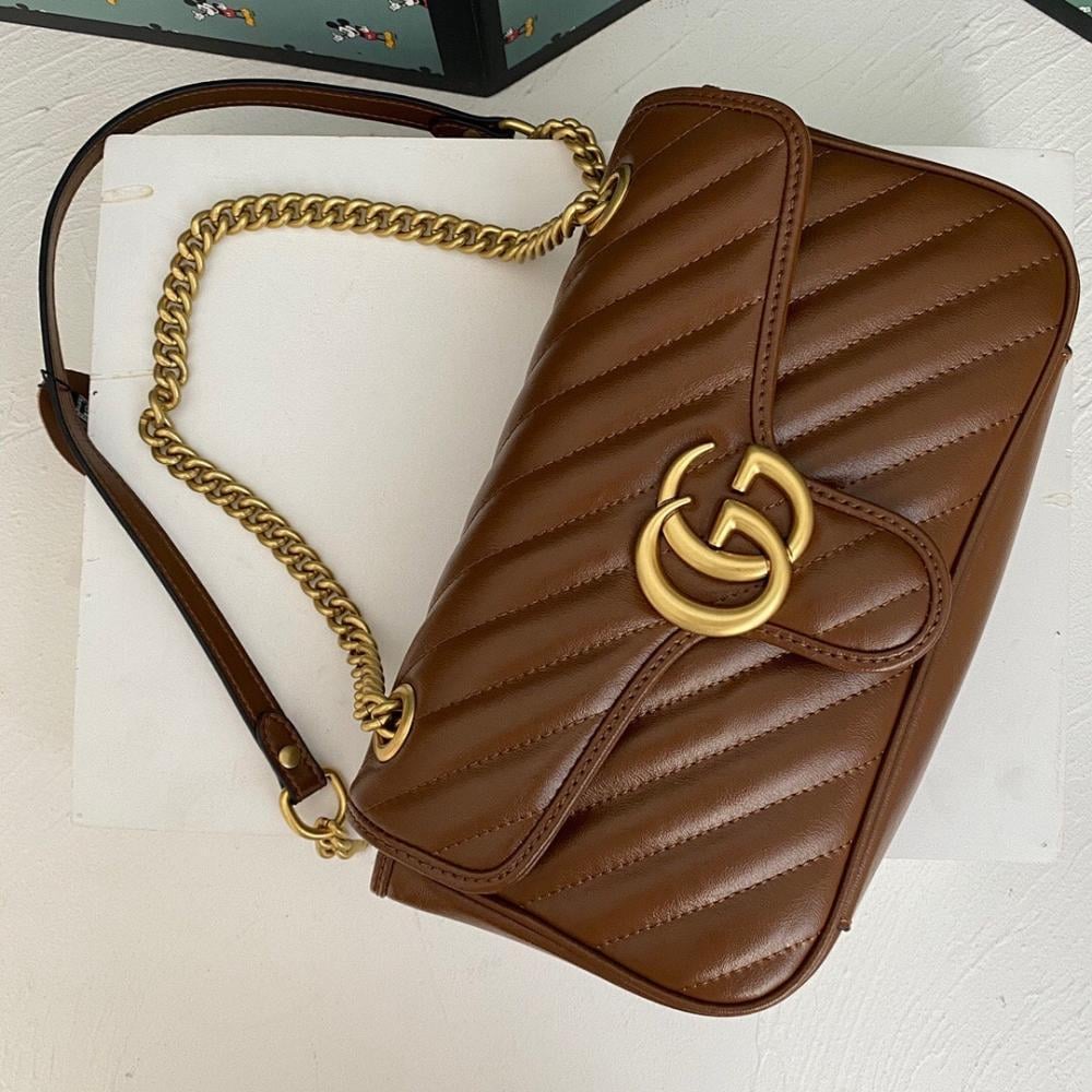 Alma Brown Quilted Leather Top Handle Bag 26x15x7cm