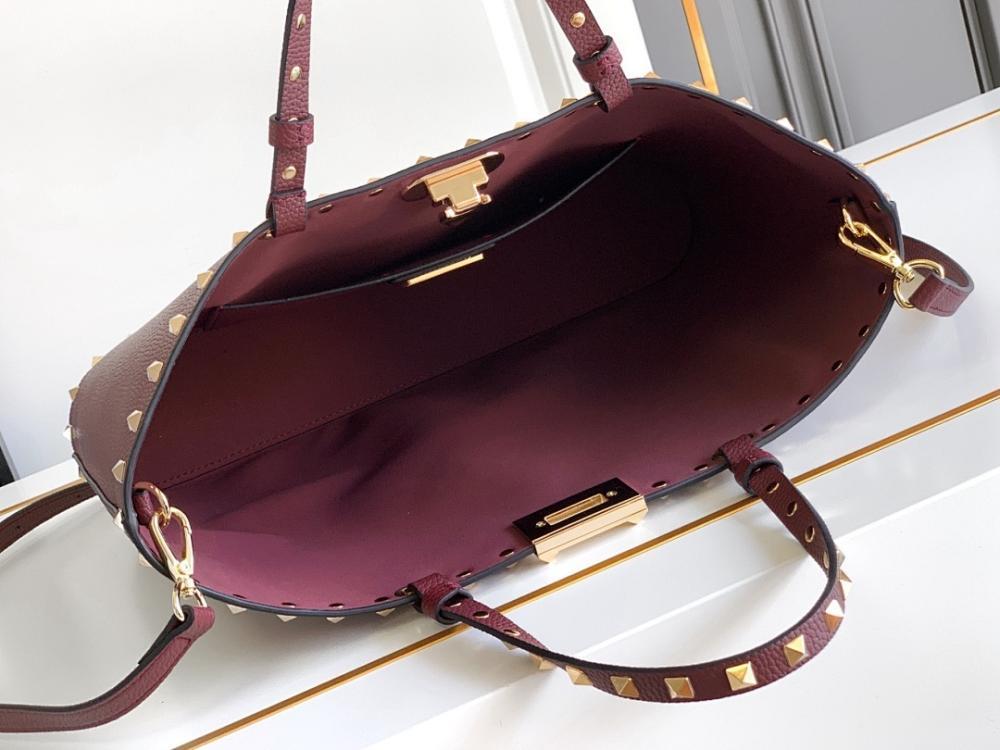 Stylish Studded Calfskin Shoulder Bag