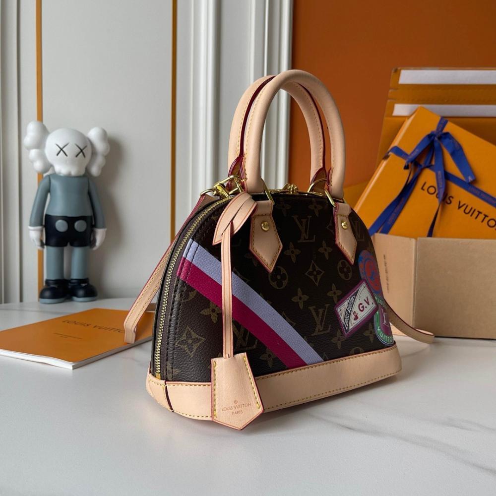 Alma Monogram Leather Shoulder Bag 25x19x12cm