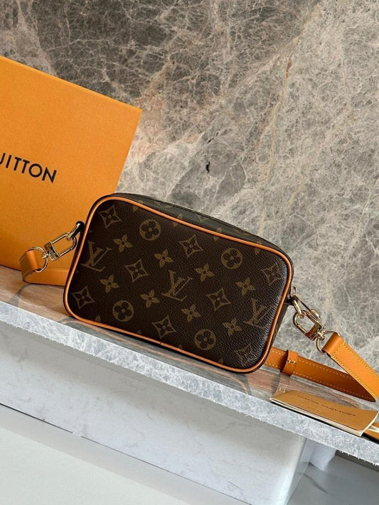 Alma Monogram Leather Crossbody Bag 20x13x6.5cm