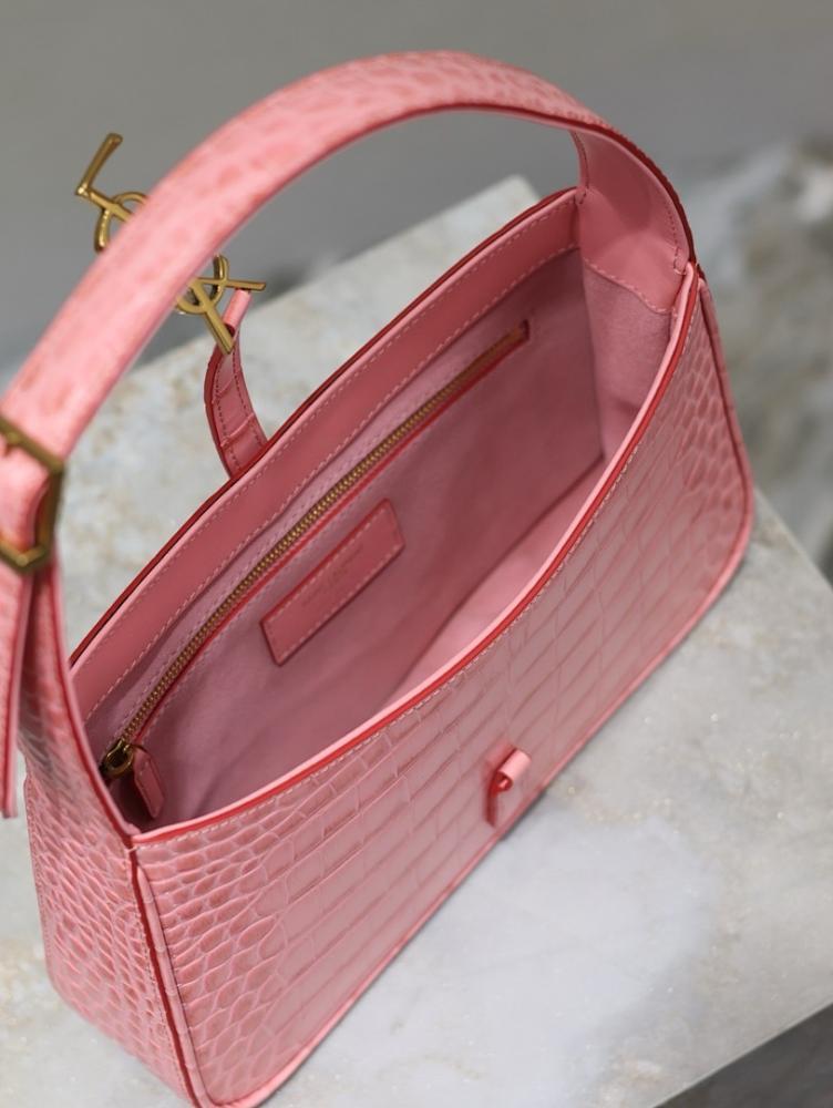 Luxury Pink Leather Shoulder Bag 25x14x6cm