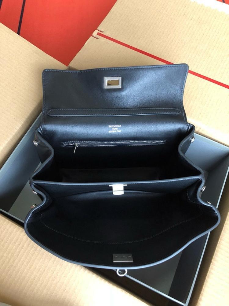 Luxury Stylish Black Leather Bag 29x20x10cm