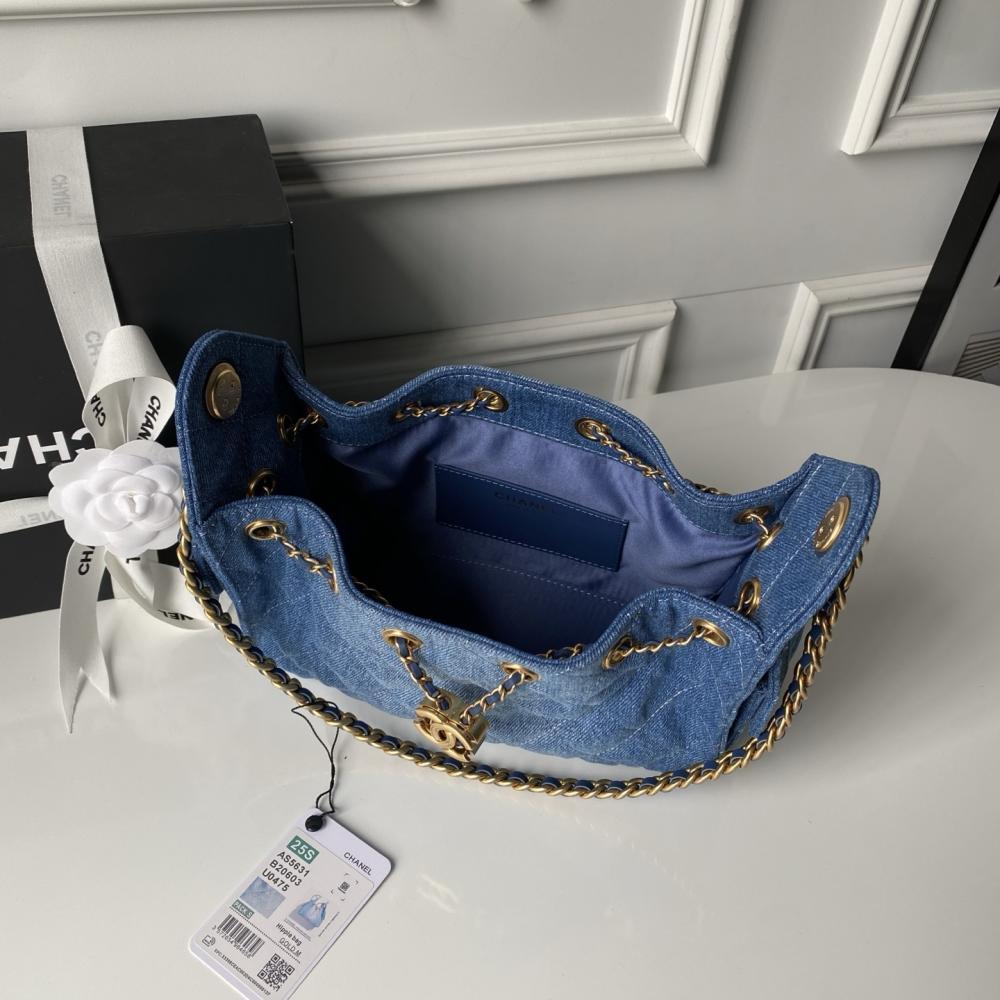 Gold Denim Hobo Bag Style 929153713