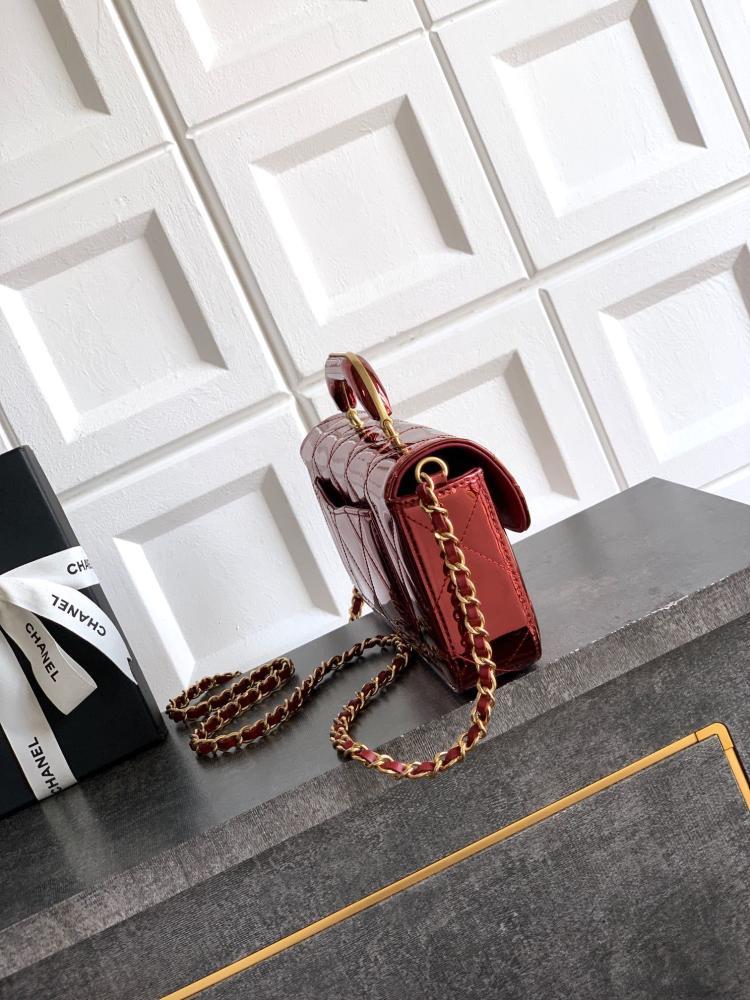 Gold Leather Top Handle Bag Style 1710826438