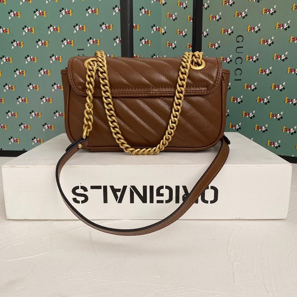 Alma Brown Quilted Leather Top Handle Bag 22x14x6cm