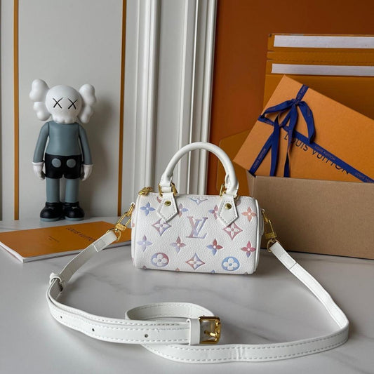 Speedy Monogram Leather Top Handle Bag 16x10x7.5cm Style 905552740