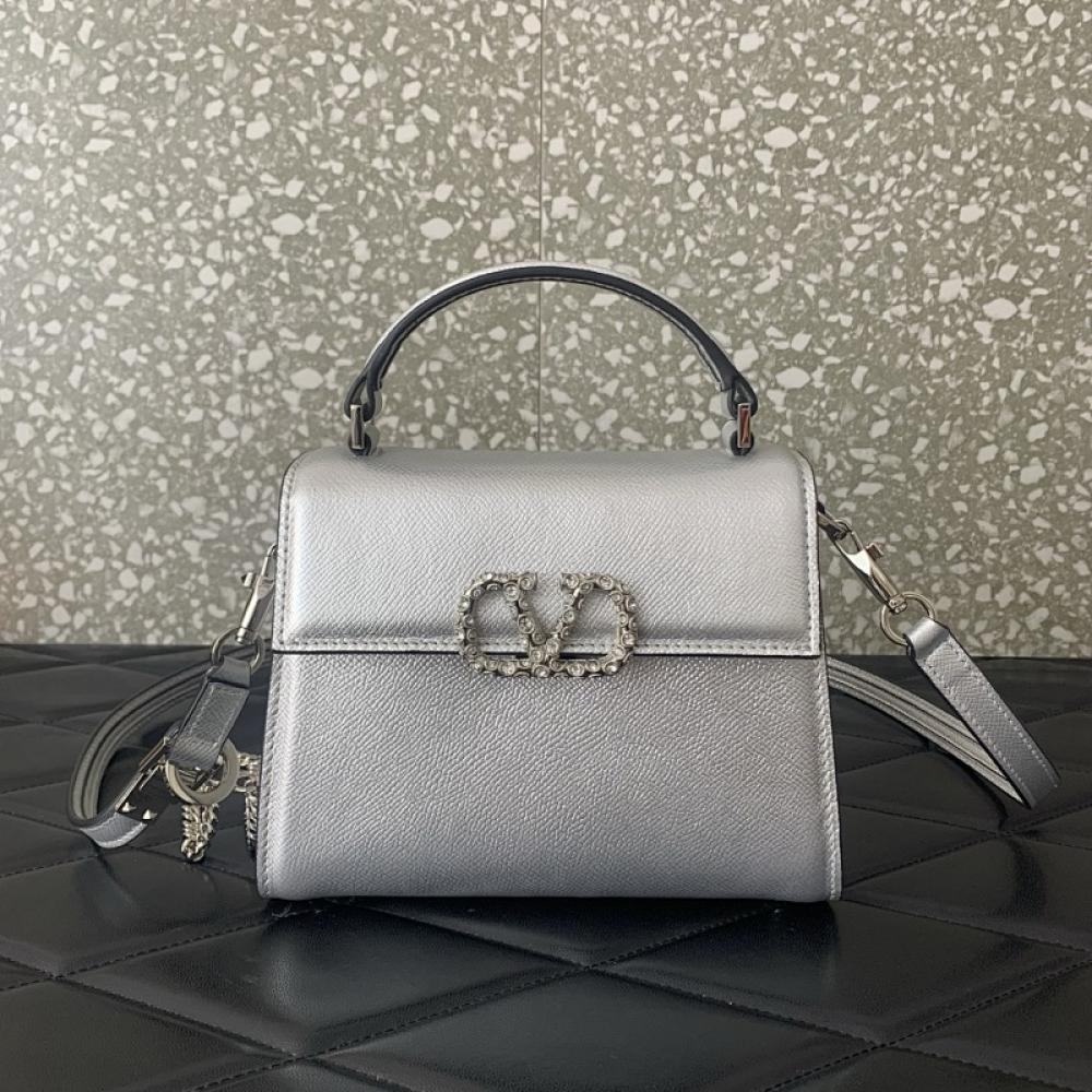 Crystal-Embellished Calfskin Shoulder Bag Style 55600161
