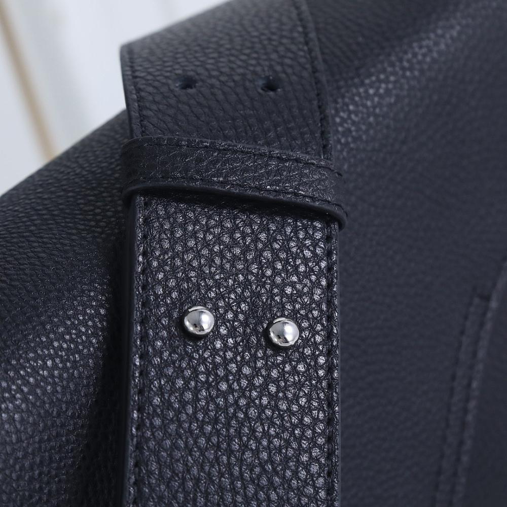 Luxury Black Printed Calfskin Shoulder Bag 23x18x6cm