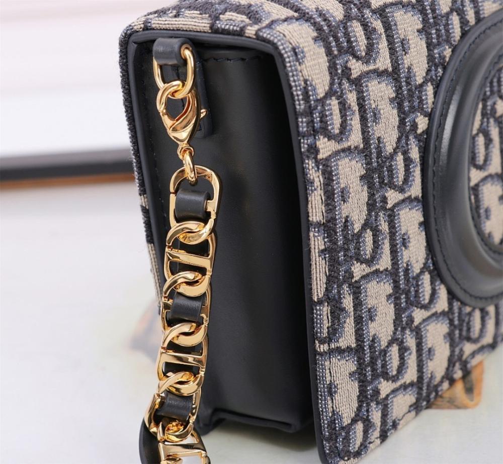 Stylish Refined Printed Leather Shoulder Bag Blue 21x11x5cm
