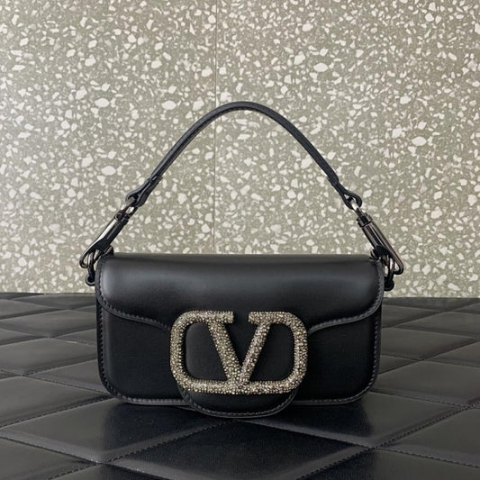 Crystal-Embellished Calfskin Top Handle Bag Style 1781491136