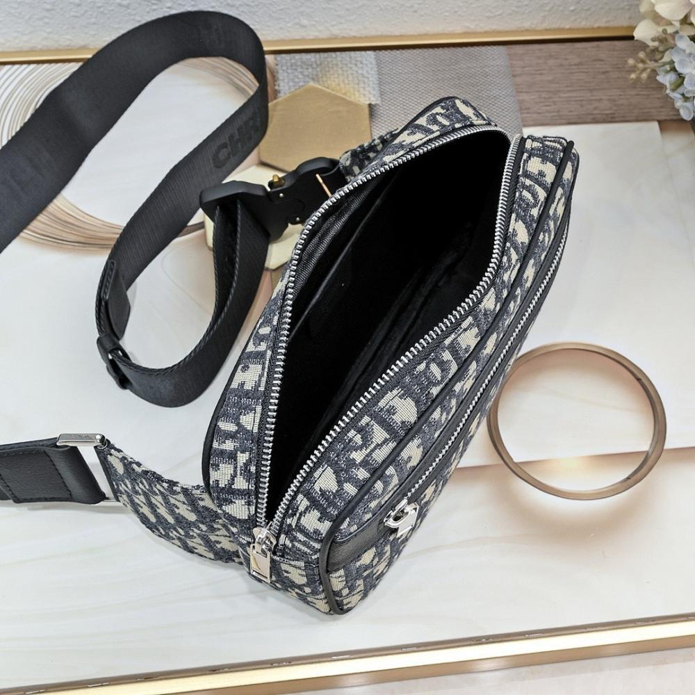 Classic Elegant Black Printed Calfskin Shoulder Bag Black/Beige 24x14x5cm