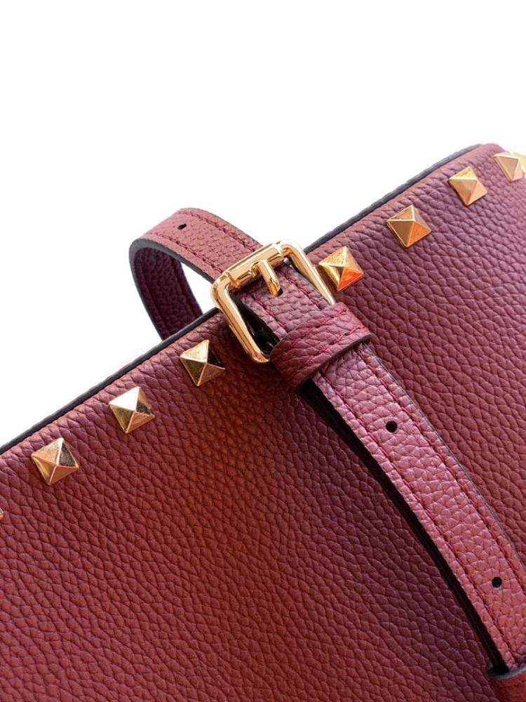 Stylish Studded Calfskin Shoulder Bag