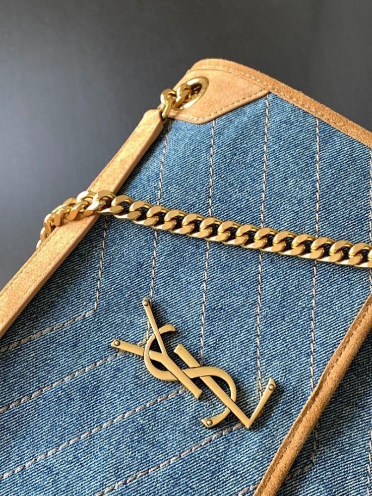 Modern Luxury Gold Leather Top Handle Bag 28x20.5x8.5cm