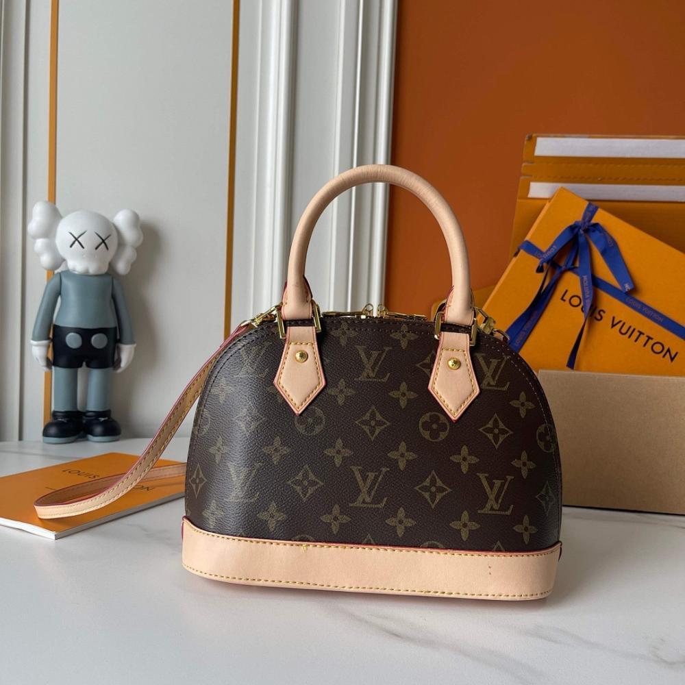 Alma Monogram Leather Shoulder Bag 25x19x12cm