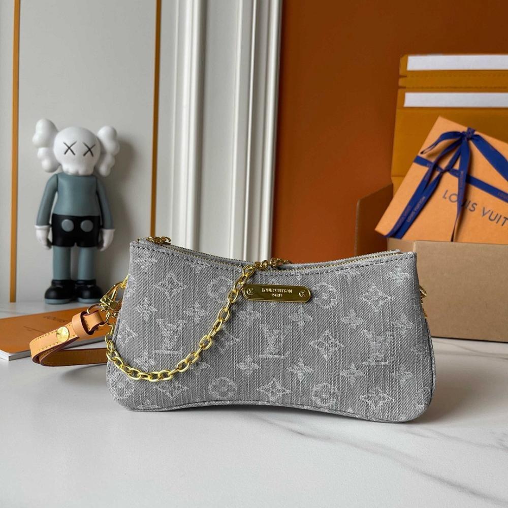 Modern Gold Denim Shoulder Bag
