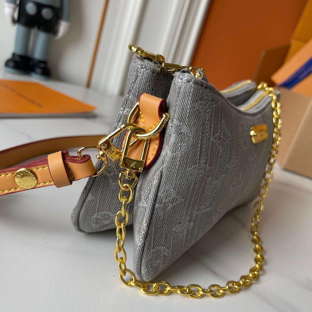 Modern Gold Denim Shoulder Bag
