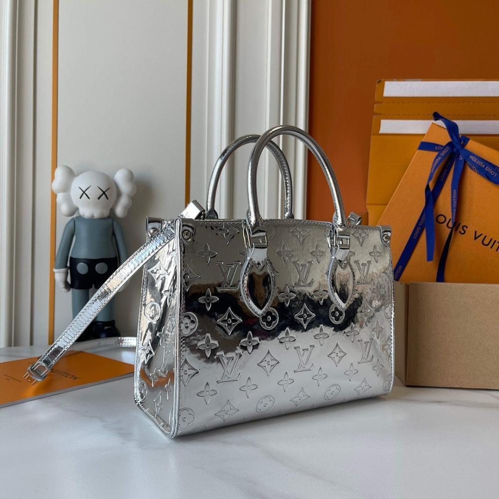 OnTheGo Silver Monogram Tote Bag 25x19x11.5cm Style 107372708