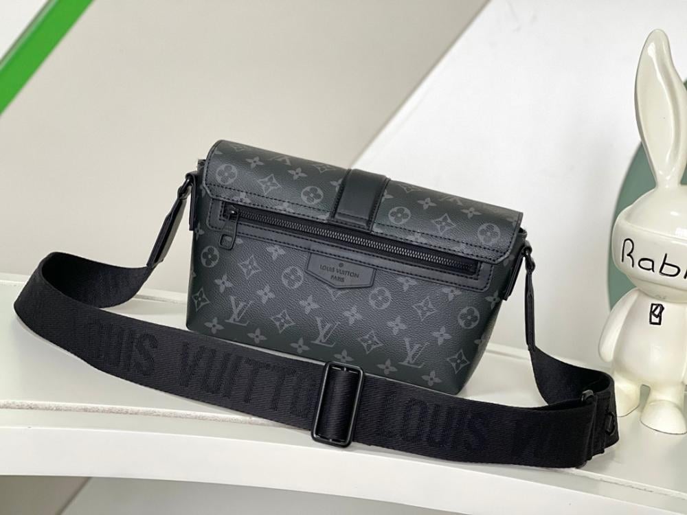 Modern Leather Shoulder Bag Black 28x16x10cm