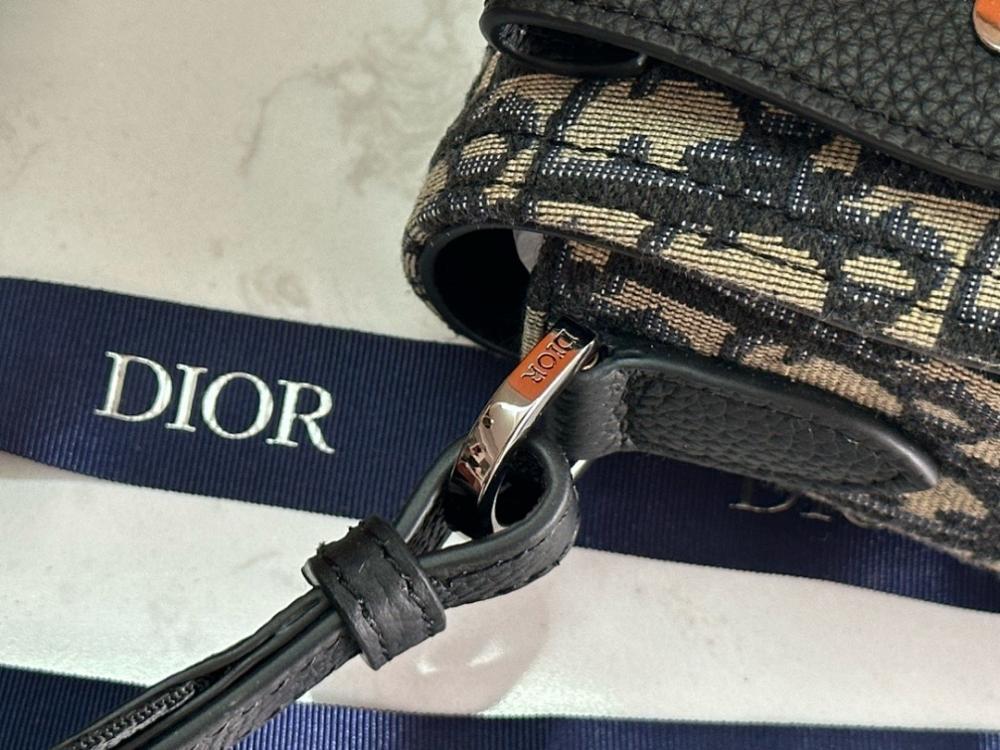 Saddle Black Printed Calfskin Shoulder Bag Black/Beige 24x16.5x5.5cm Style 1820620042
