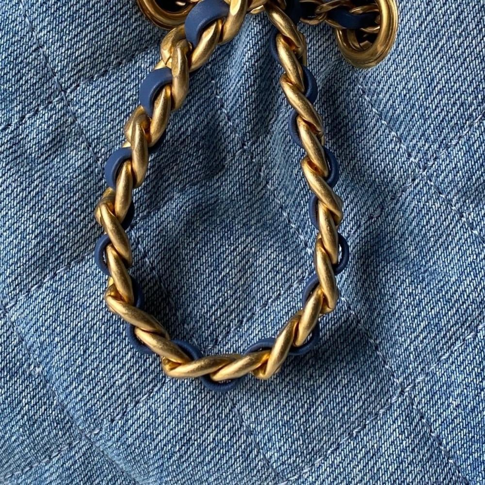 Gold Denim Hobo Bag Style 929153713