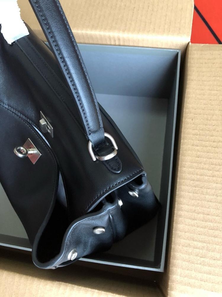 Luxury Stylish Black Leather Bag 29x20x10cm