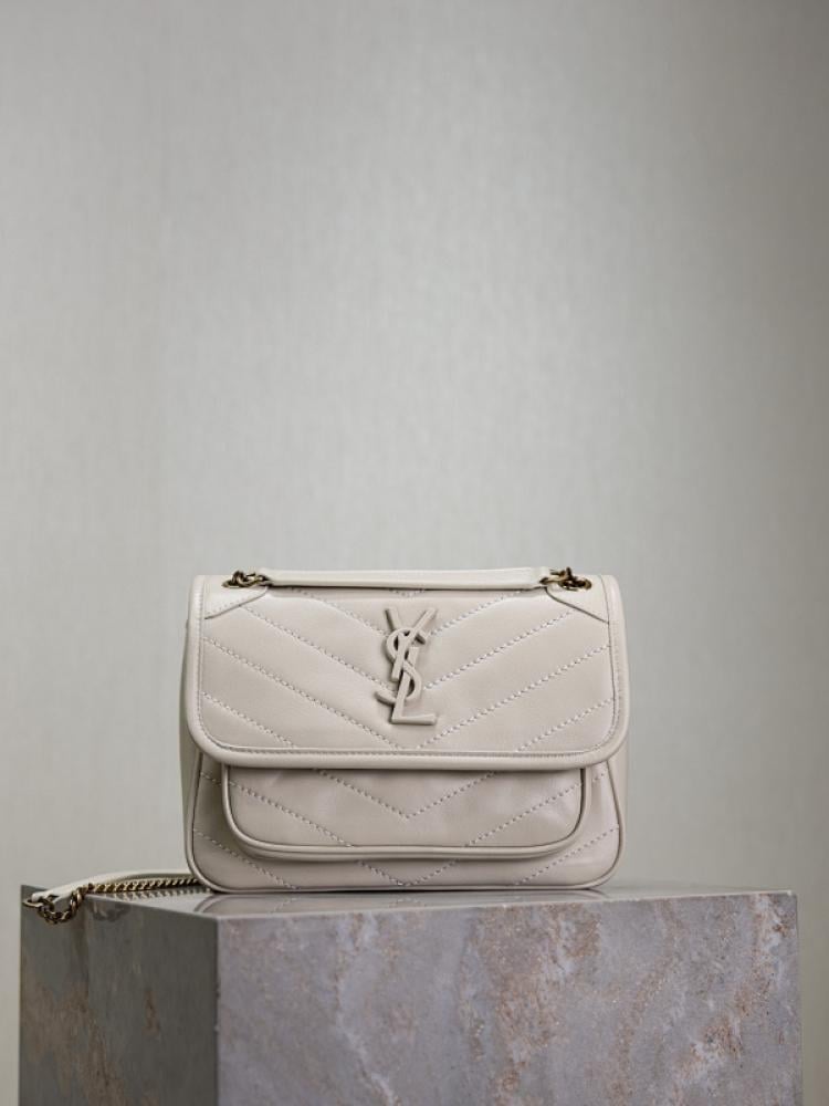 White Leather Top Handle Bag White/Gold