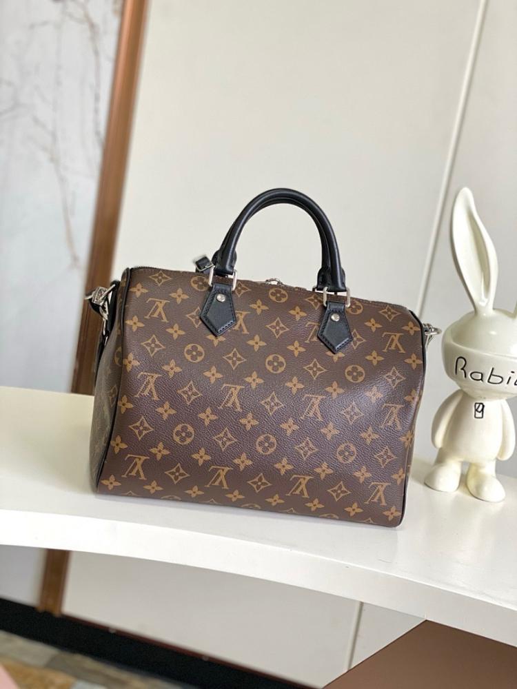 Stylish Black Monogram Leather Shoulder Bag