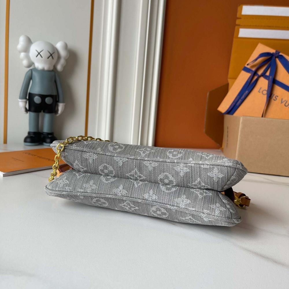 Modern Gold Denim Shoulder Bag