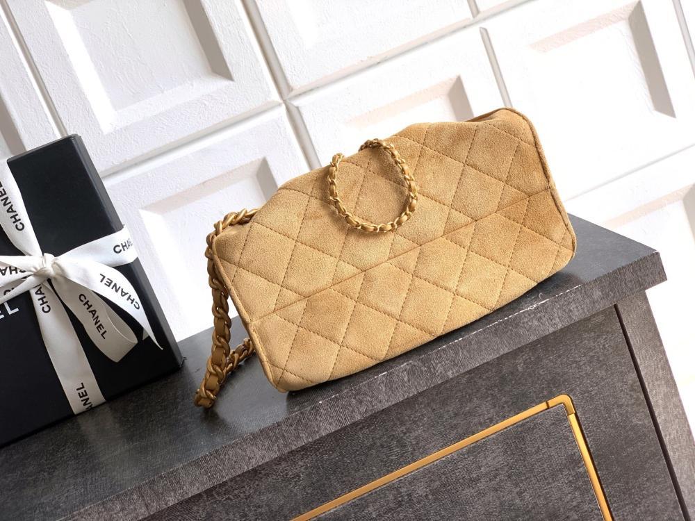 Gold Leather Bucket Bag Style 514627891