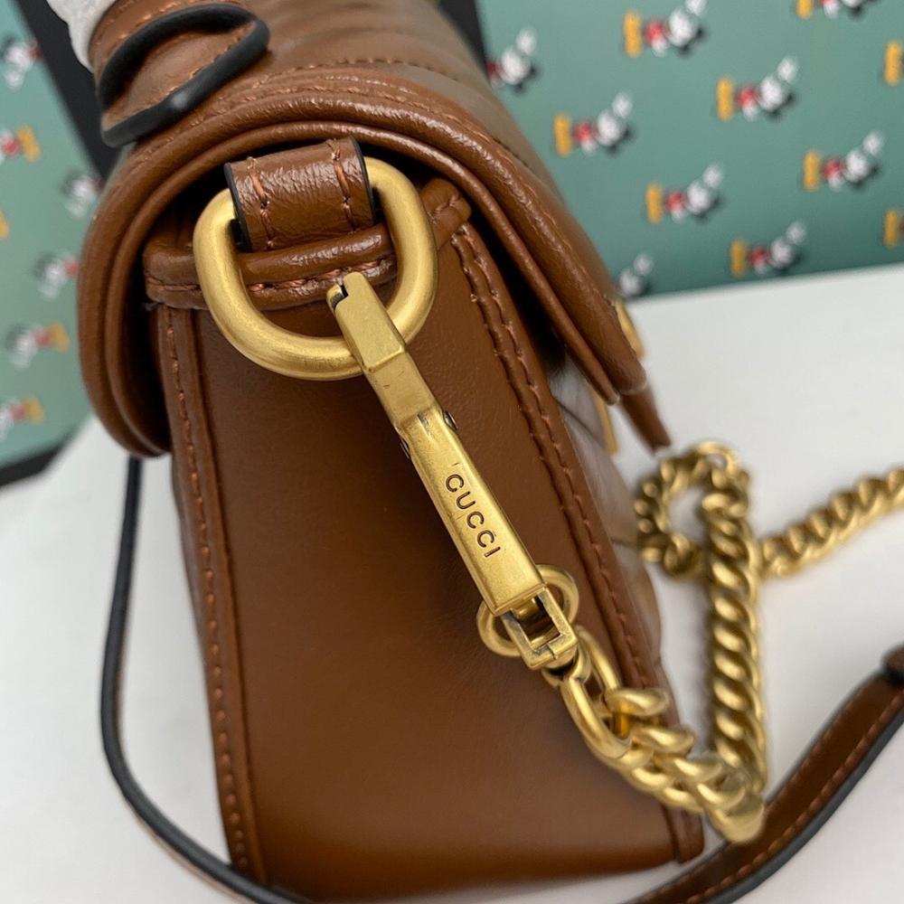 Alma Brown Quilted Leather Top Handle Bag 21x15.5x8cm