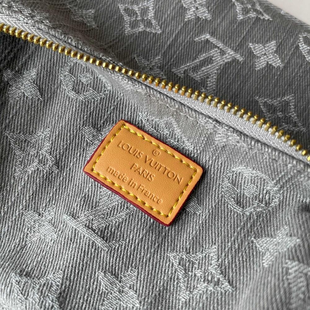 Modern Gold Denim Shoulder Bag