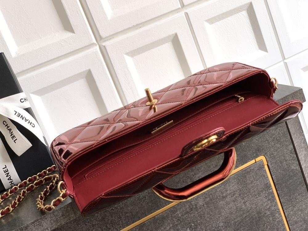 Gold Leather Top Handle Bag Style 1710826438