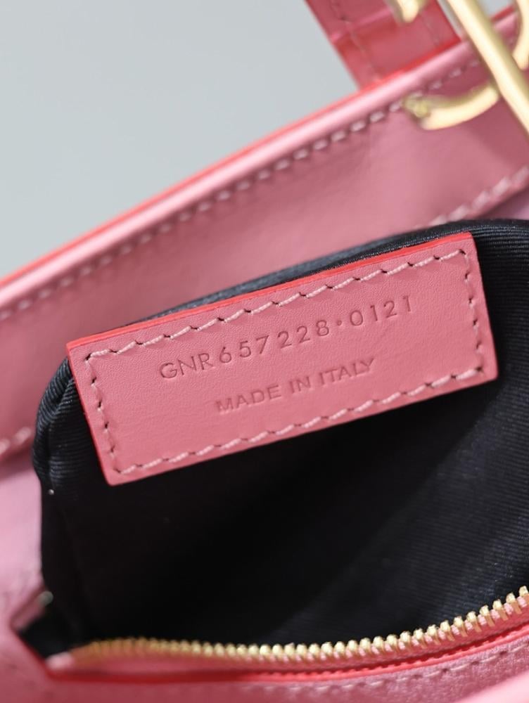 Luxury Pink Leather Shoulder Bag 25x14x6cm